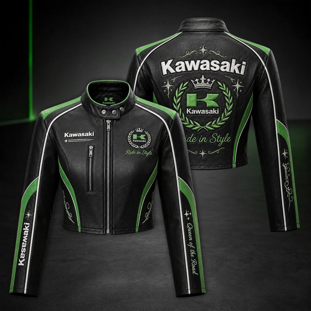 Premium KWSK Cropped Leather Zipper Jacket TNSM