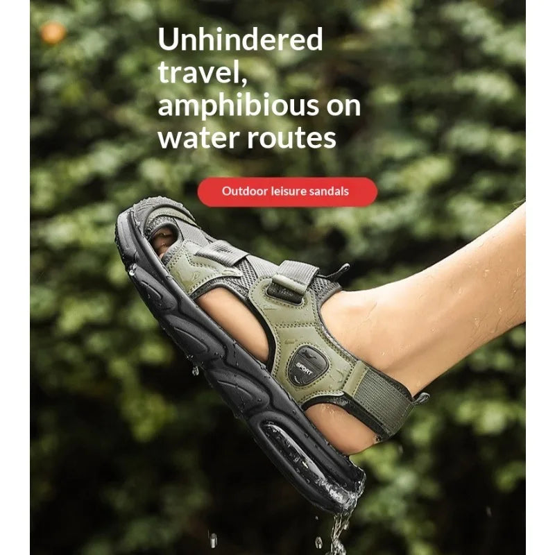 Fashionable and minimalist design with a sporty feel, summer breathable Baotou air cushion sandals, outdoor trendy men's shoes