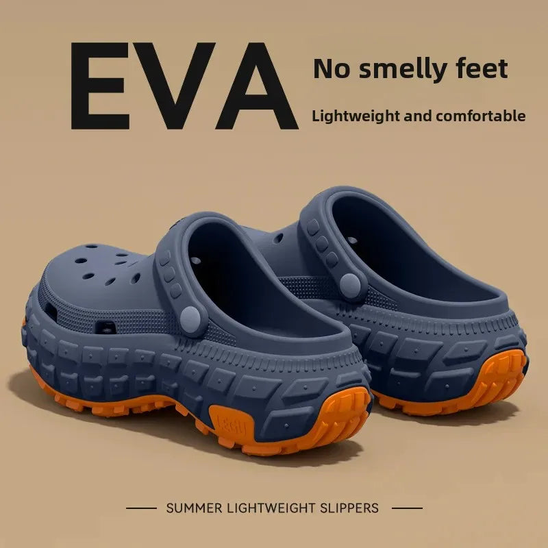 Men's Sporty Thick Bottom Anti-Slip Outdoor Beach Shoes Summer Deodorant Breathable Clog Sandals Women's Open-Toe Slip-On Shoes